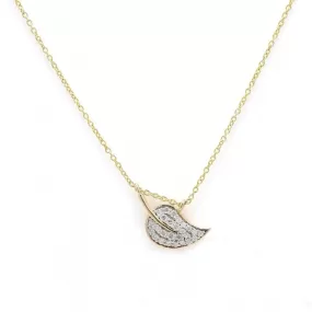 14K Gold Leaf Diamond Pendant Necklace