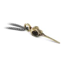 Small Hummingbird Skull Necklace - Bronze