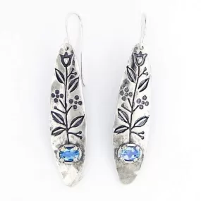 Sterling Silver earrings for women Botanic drawing Bluenoemi Israeli Jewelry