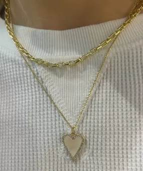 White Shell Heart Necklace - Gold